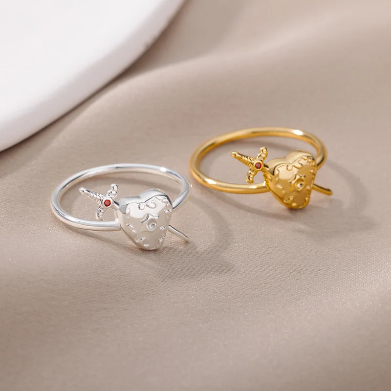 Cute Arrow Through Heart Love Rings For Women Stainelss Steel Sliver Color Wedding Ring Romantic Jewelry Couple Gift
Cute Arrow Through Heart Love Rings For Women Stainelss Steel Sliver Color Wedding Ring Romantic Jewelry Couple Gift