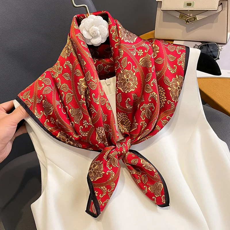 

2023 роскошный квадратный шарф из 100% натурального шелка женская шаль Шейная повязка бандана женский платок хиджаб