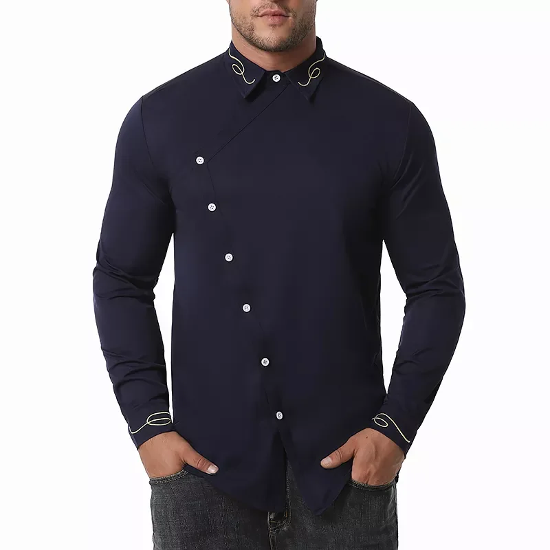 Holle Europese Size Mannen Trend Geborduurde Asymmetrische Lange Mouwen Western Shirt Slim Fit Sociale Jurk
Holle Europese Size Mannen Trend Geborduurde Asymmetrische Lange Mouwen Western Shirt Slim Fit Sociale Jurk