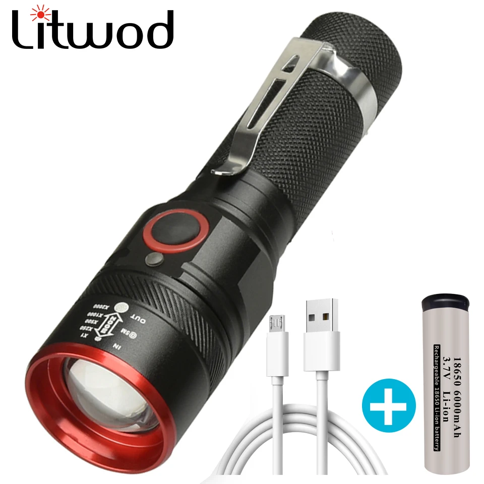 Походный светодиодный фонарик лм высокое качество XM-L T6 USB Перезаряжаемый фонарь