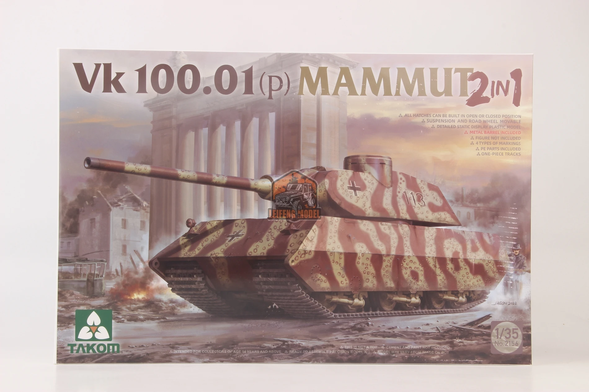 Набор пластиковых моделей Takom 2156 1/35 Vk 100,01 (P) Mamut 2 в 1 
Набор пластиковых моделей Takom 2156 1/35 Vk 100,01 (P) Mamut 2 в 1
