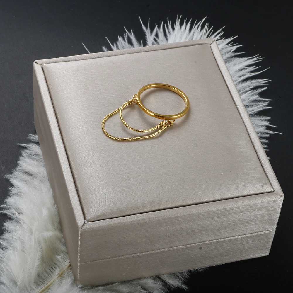 High End Gold Plated Finish Waterproof Fashion Double Snake Chain Ring Trendy for Women Stainless Steel Simple Jewelry Wholesale
High End Gold Plated Finish Waterproof Fashion Double Snake Chain Ring Trendy for Women Stainless Steel Simple Jewelry Wholesale