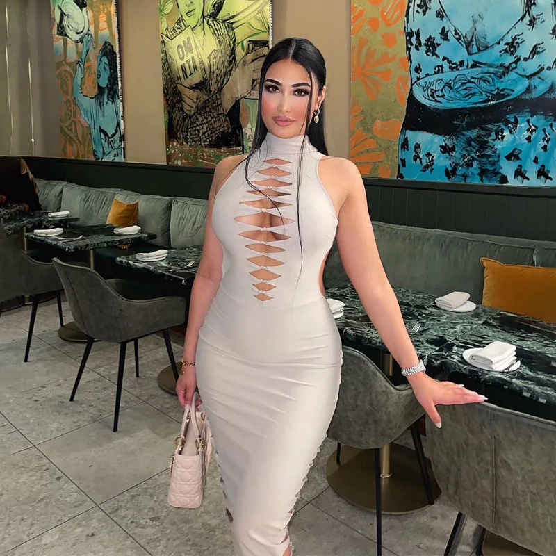 European and American Women's Clothing Spring New Dress Sexy Solid Color Stand Collar Sleeveless Hollow Backless Slimming Patchw
European and American Women's Clothing Spring New Dress Sexy Solid Color Stand Collar Sleeveless Hollow Backless Slimming Patchw