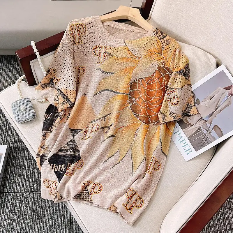 New elegant Soft Knit Sweater Summer T shirts Fashion diamonds pullovers hollow out shirts Basic Tops Casual loose Soft Tees
New elegant Soft Knit Sweater Summer T shirts Fashion diamonds pullovers hollow out shirts Basic Tops Casual loose Soft Tees