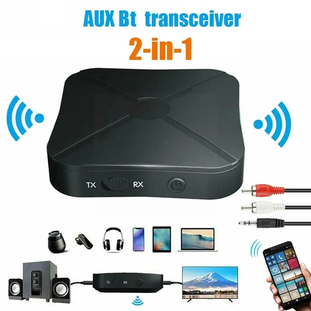 

2 IN 1 Real Stereo Bluetooth -compatible 4.2 Receiver Transmitter Bluetooth Wireless Adapter Audio With 3.5MM AUX For TV MP Q5M8