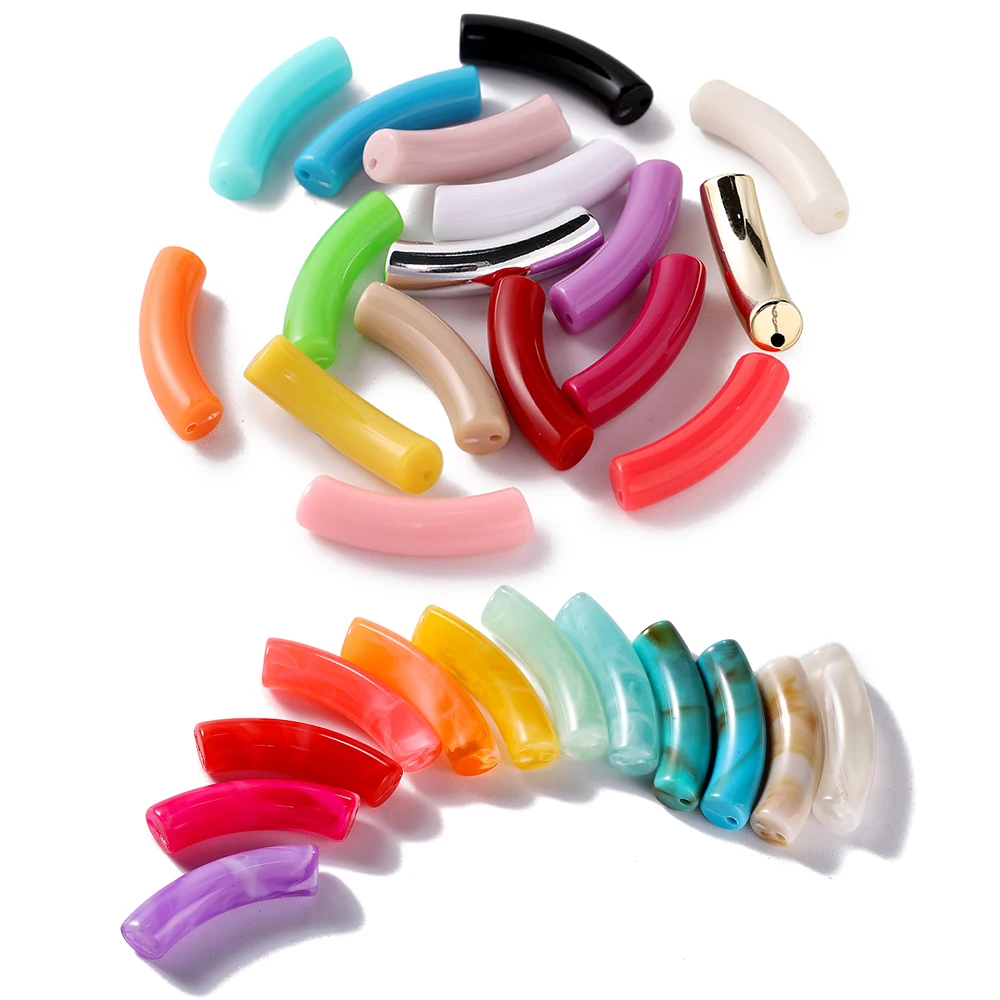 10pcs/lot 10*33mm Acrylic Beads Curved Tube Multicolor Loose Spacer Beads For Necklace Bracelets DIY Jewelry Making Accessories 
10pcs/lot 10*33mm Acrylic Beads Curved Tube Multicolor Loose Spacer Beads For Necklace Bracelets DIY Jewelry Making Accessories