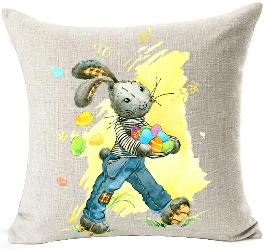 Happy Easter Oil Painting Smile Bunny Color Egg and Butterflies Cotton Linen Square Decorative Throw Pillow Case
Happy Easter Oil Painting Smile Bunny Color Egg and Butterflies Cotton Linen Square Decorative Throw Pillow Case
