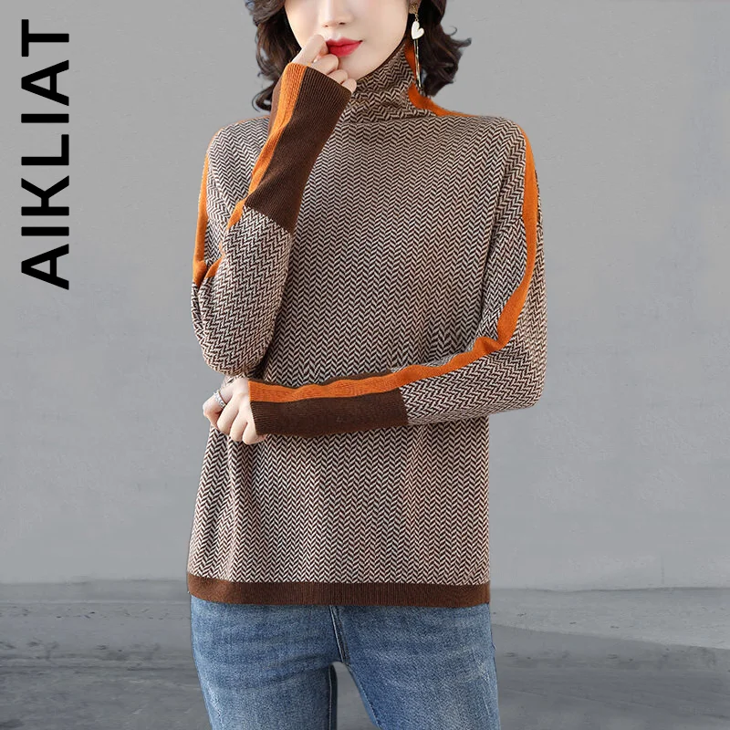 Вязаный женский свитер Aikliat с высоким воротником, джемпер, популярный женский свитер, пуловеры, милые свитера, Женские винтажные универсаль...
Вязаный женский свитер Aikliat с высоким воротником, джемпер, популярный женский свитер, пуловеры, милые свитера, Женские винтажные универсаль...