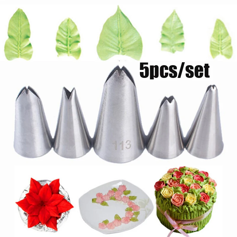 5pcs/set Leaf Tip Piping Cake Nozzles Stainless Steel Pastry Cake Decorating Tools for Baking Chocolate Cookies Molds
5pcs/set Leaf Tip Piping Cake Nozzles Stainless Steel Pastry Cake Decorating Tools for Baking Chocolate Cookies Molds