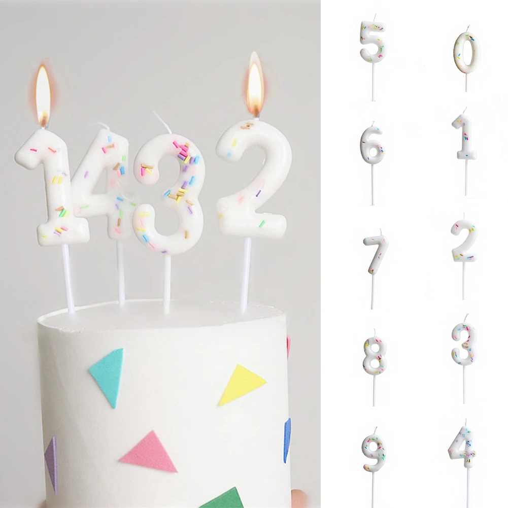 

2022 New Ice Cream Number Candles Digital Cake Topper Baking 0-9 Wax Candles Kids Children Birthday Party Cake Decoration