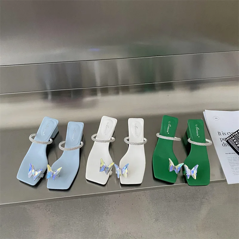 2022 New Summer Butterfly Sandals High Heel Square Toe Rhineston One Belt Women's Slippers Holiday Beach Shoes
2022 New Summer Butterfly Sandals High Heel Square Toe Rhineston One Belt Women's Slippers Holiday Beach Shoes