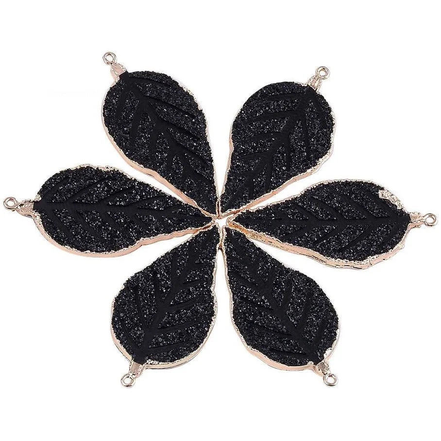 50 Pcs Electroplate Druzy Resin Pendants with Light Gold Iron Findings Black Leaf Resin Pendants for DIY Jewelry Making
50 Pcs Electroplate Druzy Resin Pendants with Light Gold Iron Findings Black Leaf Resin Pendants for DIY Jewelry Making