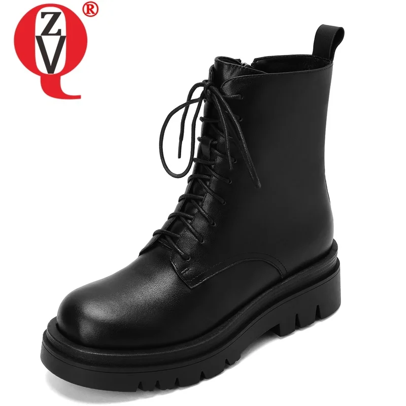 ZVQ Warm Fashion Ankle Boots Wool Inside Cross Tied Side Zipper Round Toe Thick Heel Winter Shoes Ladies Genuine Leather Booties
ZVQ Warm Fashion Ankle Boots Wool Inside Cross Tied Side Zipper Round Toe Thick Heel Winter Shoes Ladies Genuine Leather Booties