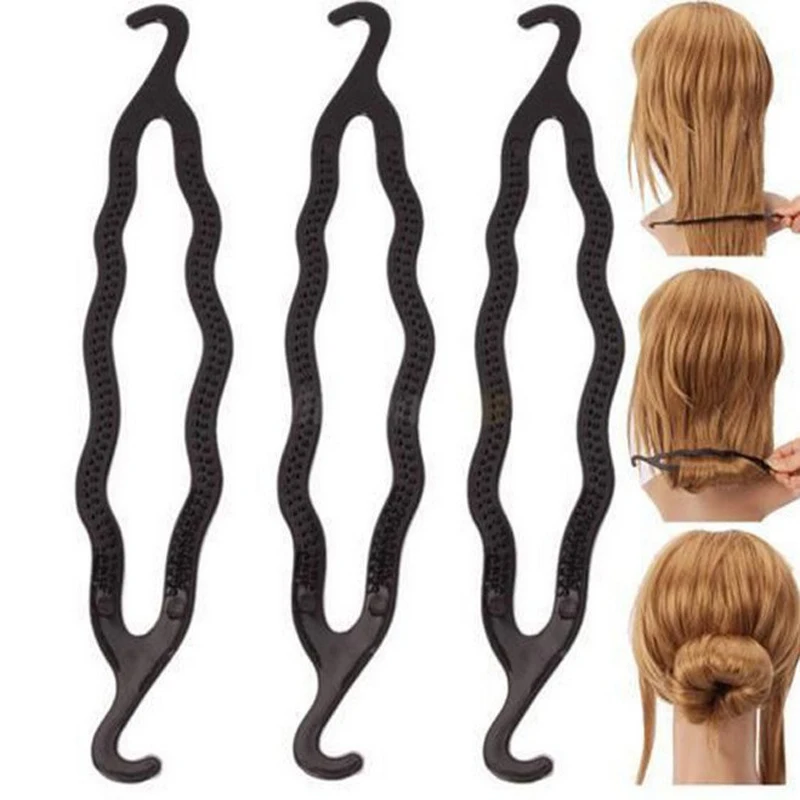 

Women Braiders Hair Twist Clip Stick Bun Maker Braid Tool To Weave Braid Hair Accessories Black Barrette Hair Styling Tools #836