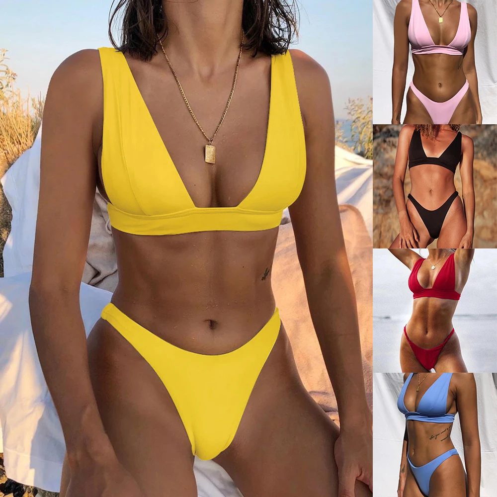 Women's Swimsuit Sexy Bikini Solid Swimwear Push Up Feminine Bathing Suit Bikinis Brazilian Summer Beach Outing Swimming Suit
Women's Swimsuit Sexy Bikini Solid Swimwear Push Up Feminine Bathing Suit Bikinis Brazilian Summer Beach Outing Swimming Suit