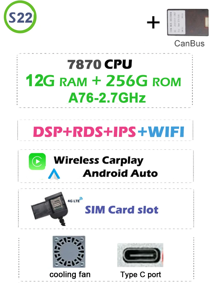 Автомобильный DVD-плеер Carplay, 12 Гб + 256 ГБ, Android 13,0, 720P, IPS, 8 дюймов, GPS, карта, Wi-Fi, Bluetooth, радио для Benz W220, S400, S420, W215, CL600
Автомобильный DVD-плеер Carplay, 12 Гб + 256 ГБ, Android 13,0, 720P, IPS, 8 дюймов, GPS, карта, Wi-Fi, Bluetooth, радио для Benz W220, S400, S420, W215, CL600