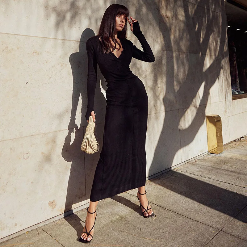 Women Knitted Long Dress Autumn Winter Slim Long Sleeve Dress Ladies Dresses Elegant Party Female A-line Dress Maxi Dresses
Women Knitted Long Dress Autumn Winter Slim Long Sleeve Dress Ladies Dresses Elegant Party Female A-line Dress Maxi Dresses