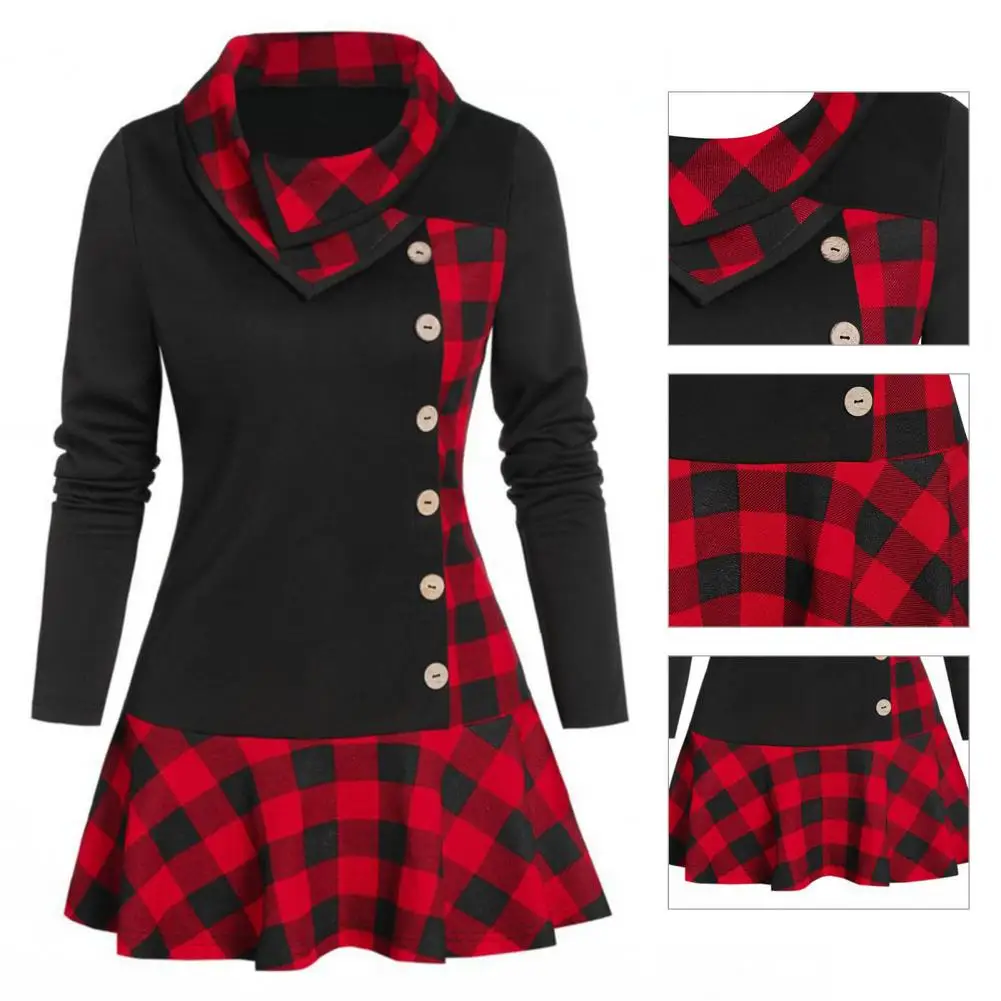 Stylish Lady Dress Breathable Casual Dress Long Sleeve Overlapped Lapel Buttons Decor Casual Dress Short
Stylish Lady Dress Breathable Casual Dress Long Sleeve Overlapped Lapel Buttons Decor Casual Dress Short
