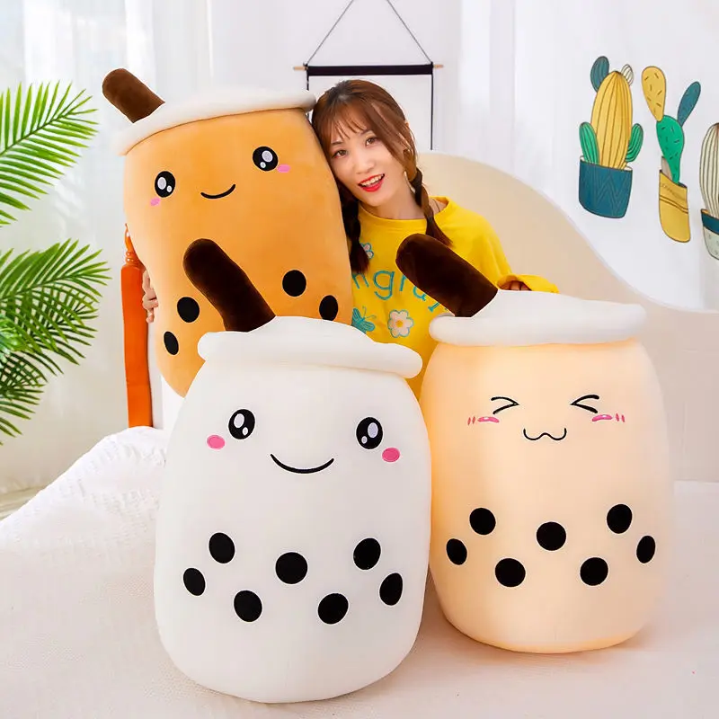 

25/35/50cm Cute Cartoon Real-Life Bubble Tea Cup Shaped Pillow Super Soft Back Cushion Kids Toy Birthday Gift Stuffed Funny Boba