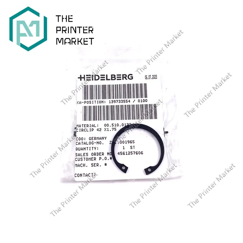 00.510.0122 Circlip 42×1.75 For Heidelberg XL75 SM102 CD74 SM52 Belt Tightener Coupling Tape Drive Pull Lay Housing Feeder Drive
00.510.0122 Circlip 42×1.75 For Heidelberg XL75 SM102 CD74 SM52 Belt Tightener Coupling Tape Drive Pull Lay Housing Feeder Drive