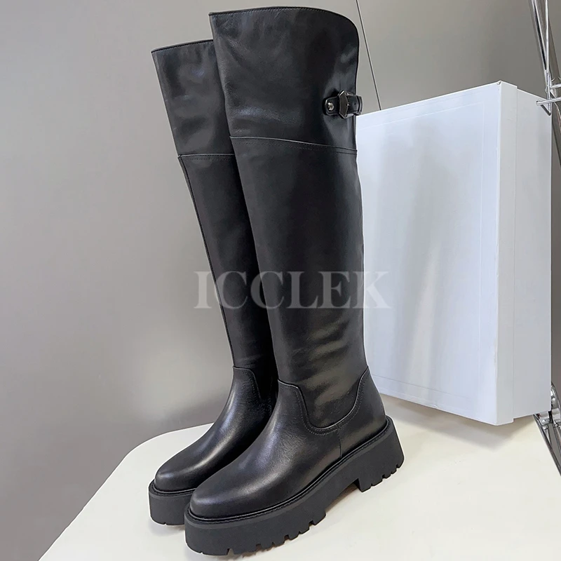 Long Boots 2023 Autumn New Buckle Strap Design Height Increasing Ladies Boots Apparent Legs Slender Round Toe Women Shoes 
Long Boots 2023 Autumn New Buckle Strap Design Height Increasing Ladies Boots Apparent Legs Slender Round Toe Women Shoes
