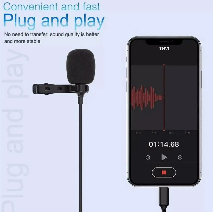 Mini Microphone for iPhone Lightning Type C 3.5mm Microfone for Samsung Huawei Xiaomi Lavalier Clip-on Recording Microphone
Mini Microphone for iPhone Lightning Type C 3.5mm Microfone for Samsung Huawei Xiaomi Lavalier Clip-on Recording Microphone
