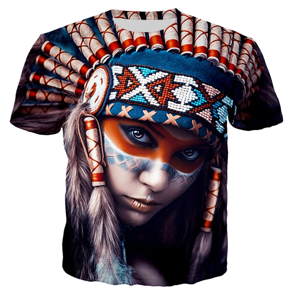 

Унисекс, индейцы, ностальгическая ностальгия, 3d печатные футболки, повседневные парные, индейские футболки, Новинка