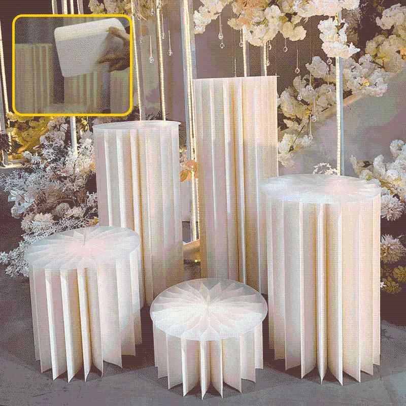 

Wedding Decorations DIY Folding Roman Column Cylinder Pedestal Display Art Decor Cake Rack Holiday Dessert Table Pillars