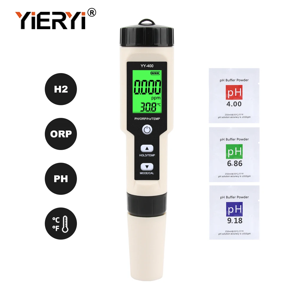 Yieryi Hydrogen Water Tester Monitor 4 in 1 H2 PH ORP TEMP Meter Reactive Oxygen Analyzer ATC 0-2400PPb for Aquariums Pools Spa
Yieryi Hydrogen Water Tester Monitor 4 in 1 H2 PH ORP TEMP Meter Reactive Oxygen Analyzer ATC 0-2400PPb for Aquariums Pools Spa