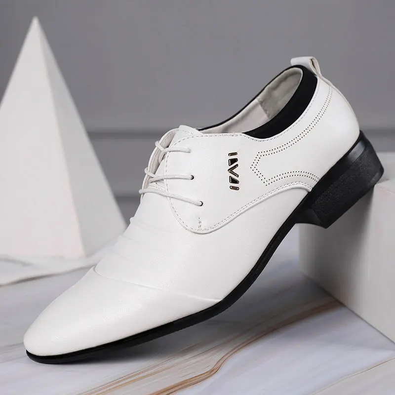 

2023 Newly Men's Quality Patent Leather Shoes White Wedding Shoes Size 38-48 Black Leather Soft Man Dress Shoes Plus Size 38-48