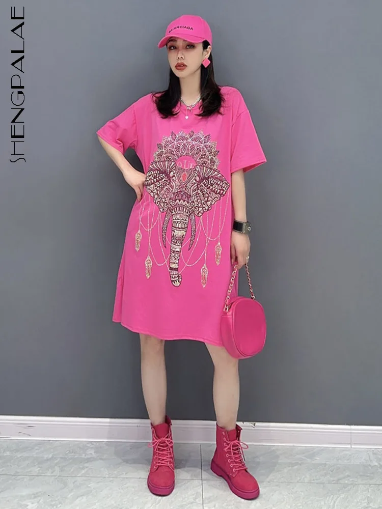SHENGPALAE Fashion Women's T-shirt Dress Elephant Printed O-neck Short Sleeve Loose Versatile Tees Robe Summer 2023 New 5R3522
SHENGPALAE Fashion Women's T-shirt Dress Elephant Printed O-neck Short Sleeve Loose Versatile Tees Robe Summer 2023 New 5R3522