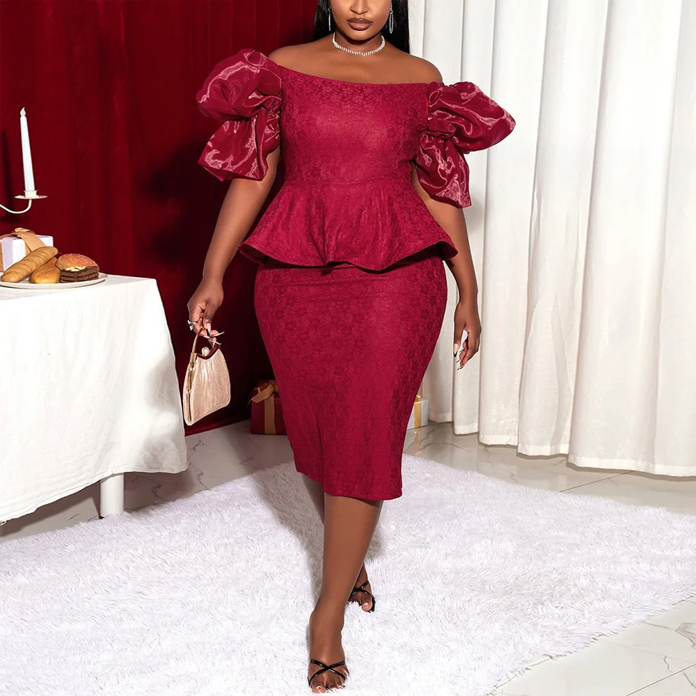 Elegant Dresses for Women Wedding Party Burgundy Off the Shoulder Puff Sleeve High Waisted Bodycon Back Split Luxury Birthday
Elegant Dresses for Women Wedding Party Burgundy Off the Shoulder Puff Sleeve High Waisted Bodycon Back Split Luxury Birthday