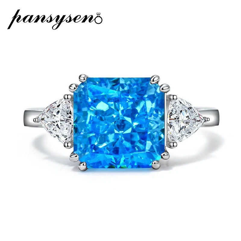 PANSYSEN 100% 925 Sterling Silver 10x10MM Aquamarine Simulated Moissanite Gemstone Wedding Bands Engagement Halo Rings for Women
PANSYSEN 100% 925 Sterling Silver 10x10MM Aquamarine Simulated Moissanite Gemstone Wedding Bands Engagement Halo Rings for Women