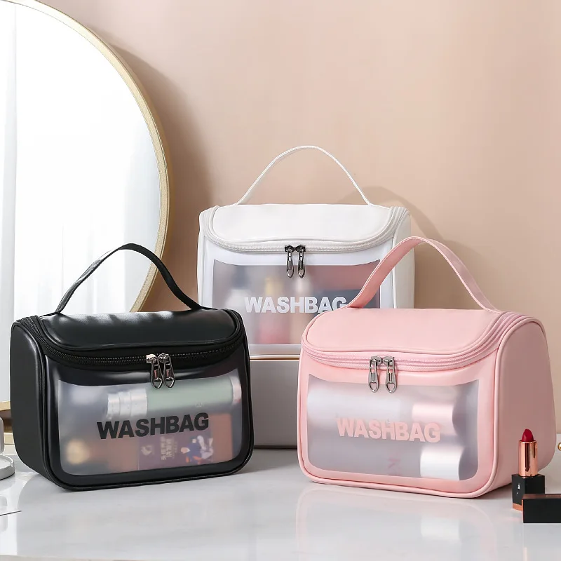 New Transparent Cosmetic Bag Scrub Wash Bag Pu Flip Bath Bag PVC Translucent Portable Storage Bag Female
New Transparent Cosmetic Bag Scrub Wash Bag Pu Flip Bath Bag PVC Translucent Portable Storage Bag Female
