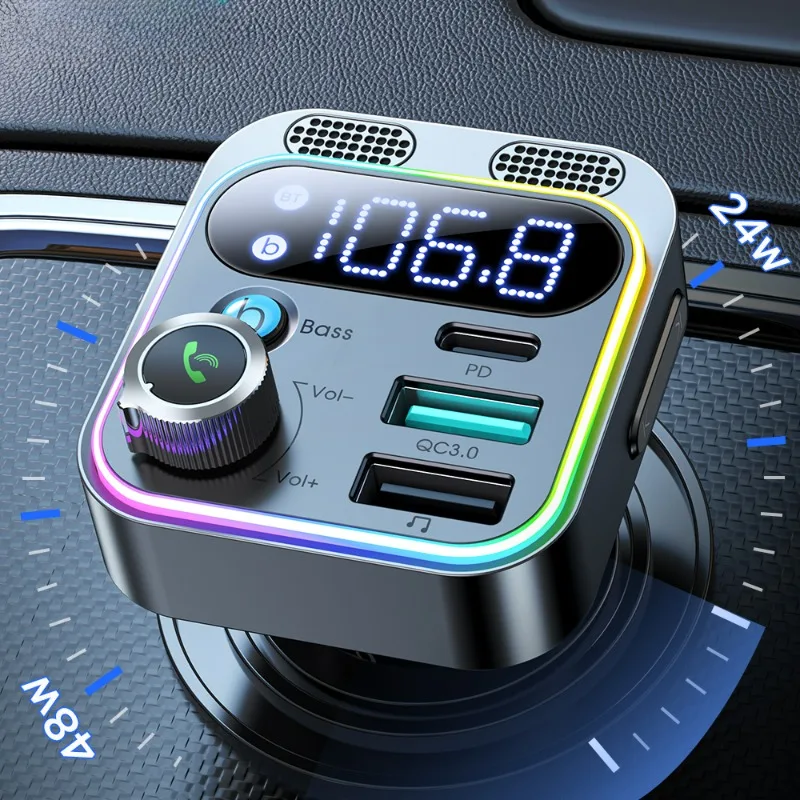 2023 Bluetooth 5.3 FM Transmitter for Car, Stronger Dual Mics Deep Bass Sound , 48W PD&QC3.0 Car Charger Bluetooth Adapter
2023 Bluetooth 5.3 FM Transmitter for Car, Stronger Dual Mics Deep Bass Sound , 48W PD&QC3.0 Car Charger Bluetooth Adapter