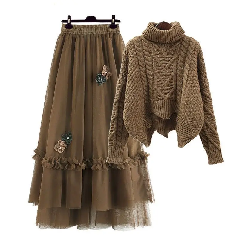 Loose Elegant Women's Winter Suits 2022 New Turtleneck Sweater Pullover High-Waist Mesh Skirts Two-Piece Set /Single Piece Sale
Loose Elegant Women's Winter Suits 2022 New Turtleneck Sweater Pullover High-Waist Mesh Skirts Two-Piece Set /Single Piece Sale