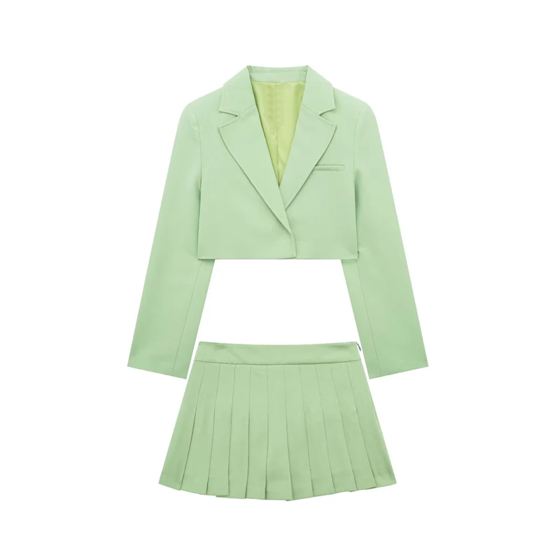 Summer New Women's Lapel Long-sleeved Short Suit Jacket Wide Pleated Culottes Two-piece Set
Summer New Women's Lapel Long-sleeved Short Suit Jacket Wide Pleated Culottes Two-piece Set