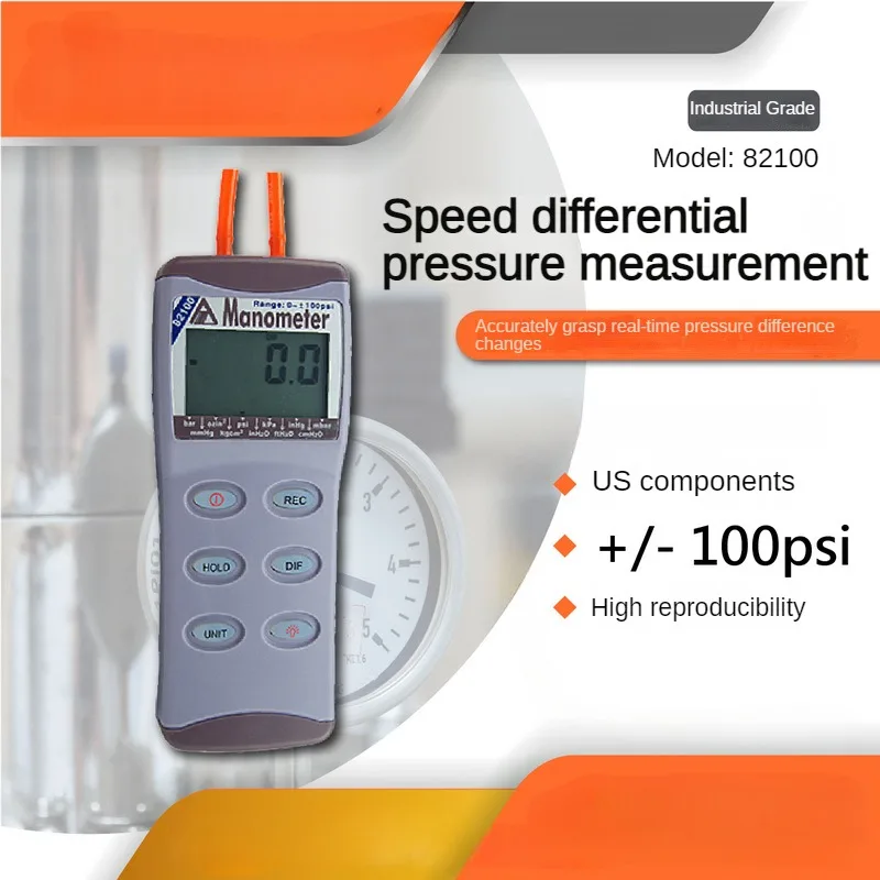 AZ82100 Digital Manometer Range 0-100psi Pressure Gauge Pressure Mete High-precision Electronic Differential Pressure Meter
AZ82100 Digital Manometer Range 0-100psi Pressure Gauge Pressure Mete High-precision Electronic Differential Pressure Meter
