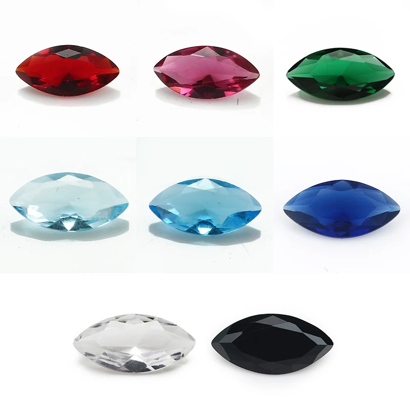 Size 1.5x3~8x16mm Marquise Shape Loose Glass Stone Synthetic Gems Rose Red Sea Blue Green White Black Garnet
Size 1.5x3~8x16mm Marquise Shape Loose Glass Stone Synthetic Gems Rose Red Sea Blue Green White Black Garnet