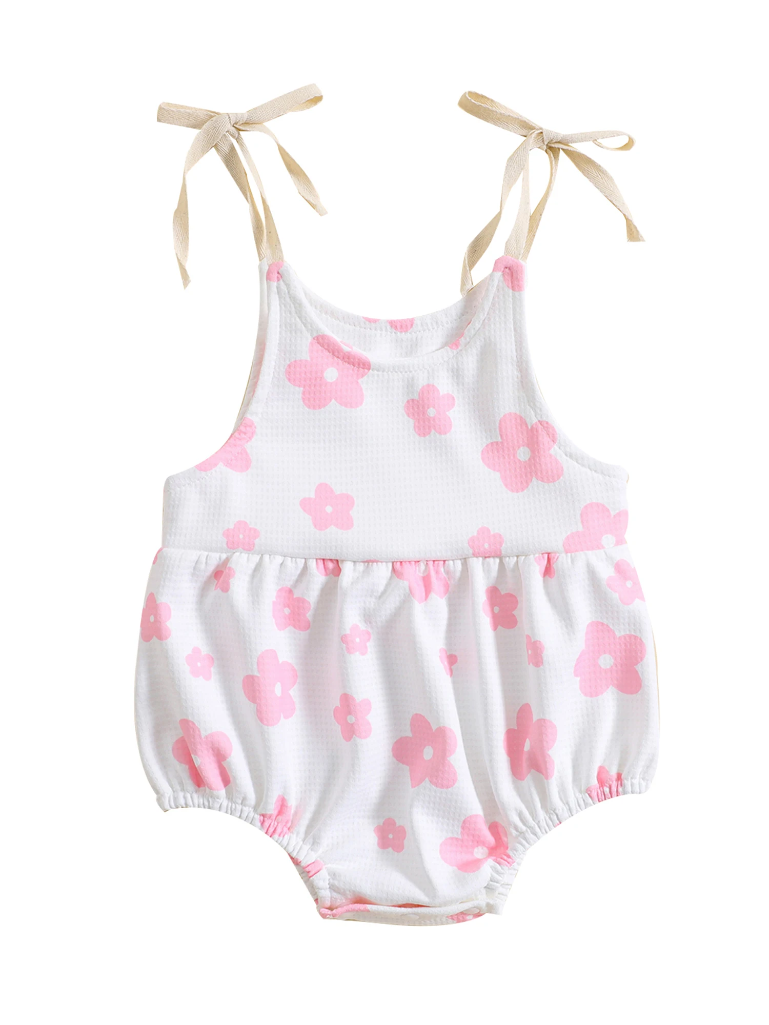 Newborn Baby Girl Summer Outfit Floral Print Waffle Knit Romper Sleeveless Sling Tie Up Shorts Jumpsuit with Headband
Newborn Baby Girl Summer Outfit Floral Print Waffle Knit Romper Sleeveless Sling Tie Up Shorts Jumpsuit with Headband