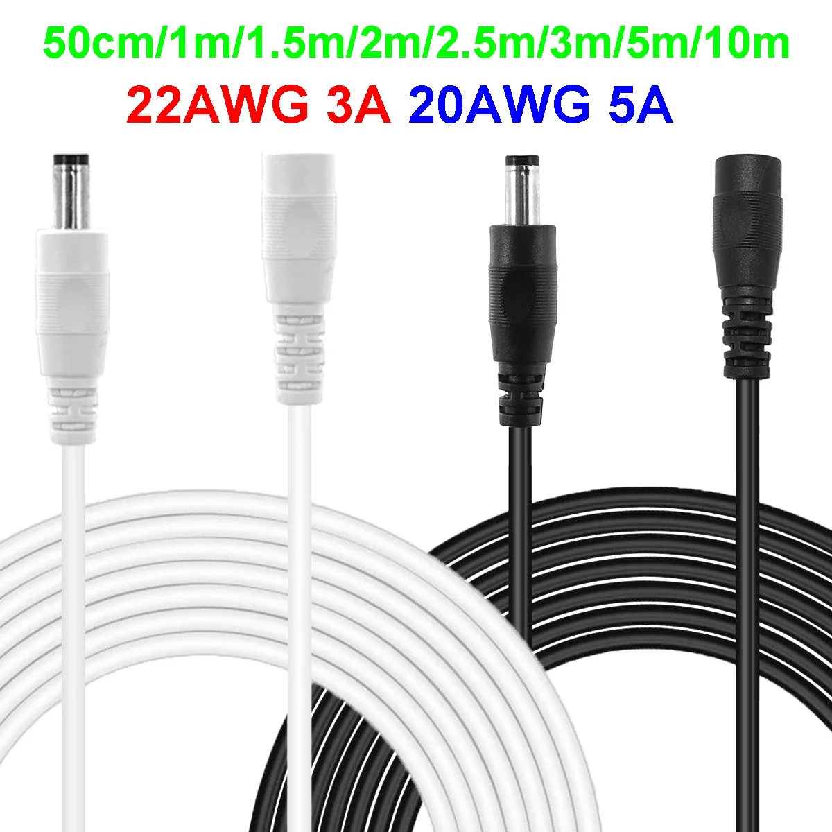 DC Extension Cable 5V 12V 3A 5A 5.5mm 2.1mm Female Male Jack Power Adapter Cord for CCTV Camera LED Strip Lights Router Monitor
DC Extension Cable 5V 12V 3A 5A 5.5mm 2.1mm Female Male Jack Power Adapter Cord for CCTV Camera LED Strip Lights Router Monitor