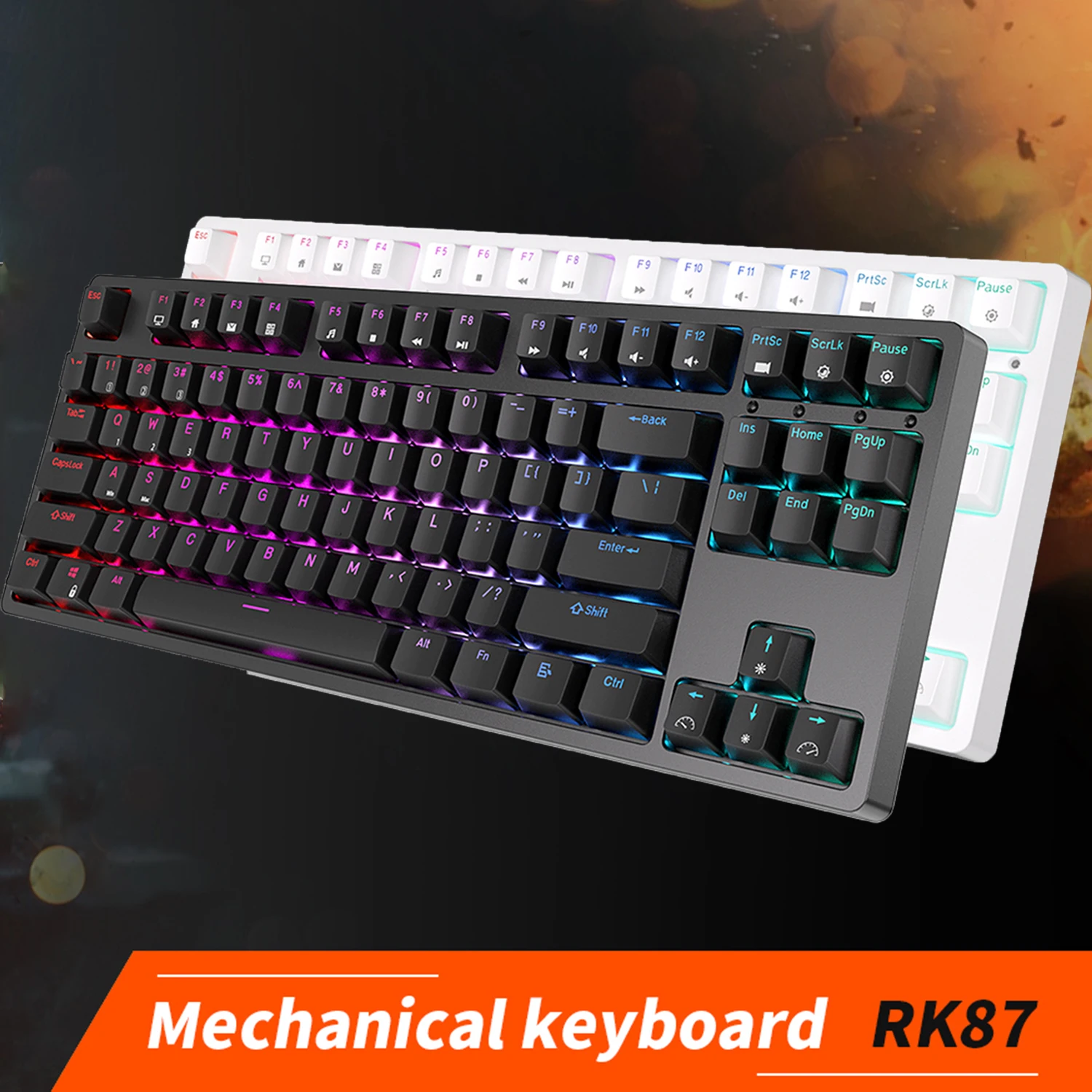 

Беспроводная механическая клавиатура RK87 Royal Kludge, трехрежимная Bluetooth 5,0/2,4G/USB-C RGB подсветка, 87 клавиш, Популярная Игровая клавиатура
