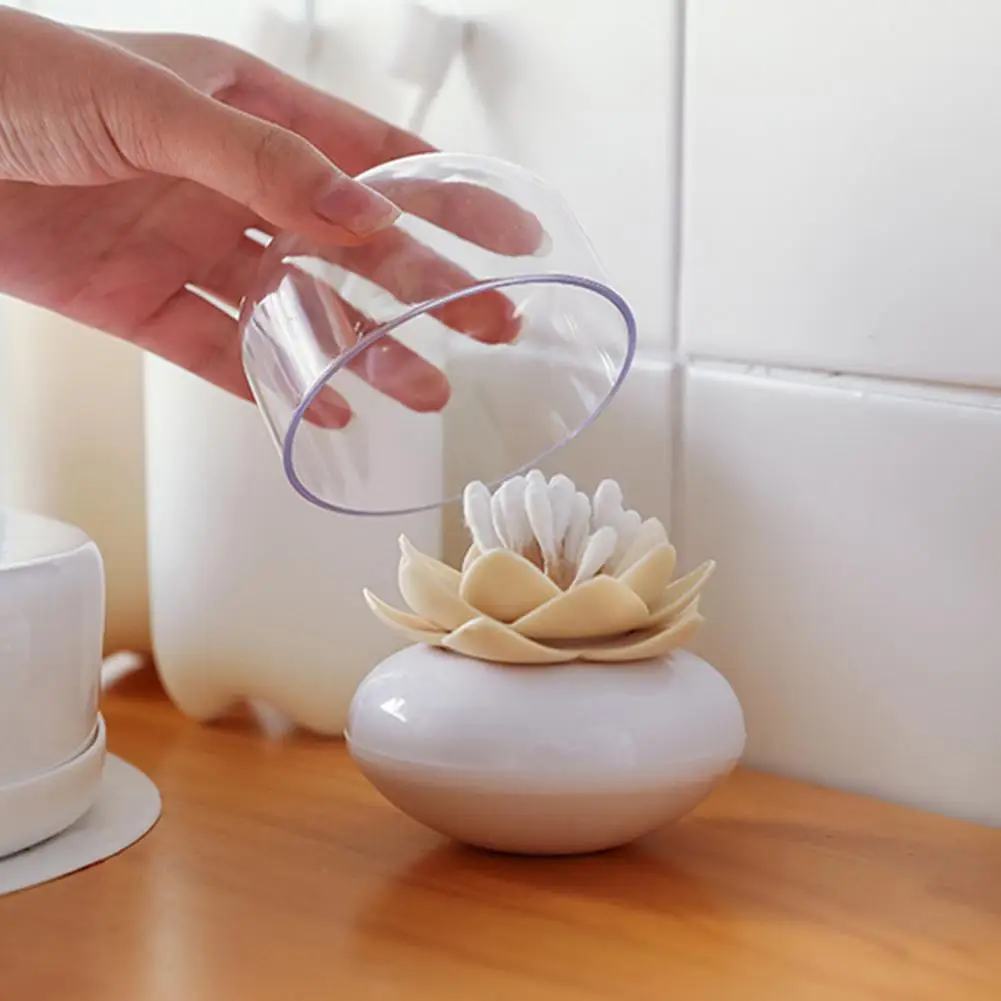 Useful Not Easy to Crack Cotton Swab Storage Box with Dust Cover Storing Lotus Shape Toothpick Cotton Swab Holder
Useful Not Easy to Crack Cotton Swab Storage Box with Dust Cover Storing Lotus Shape Toothpick Cotton Swab Holder