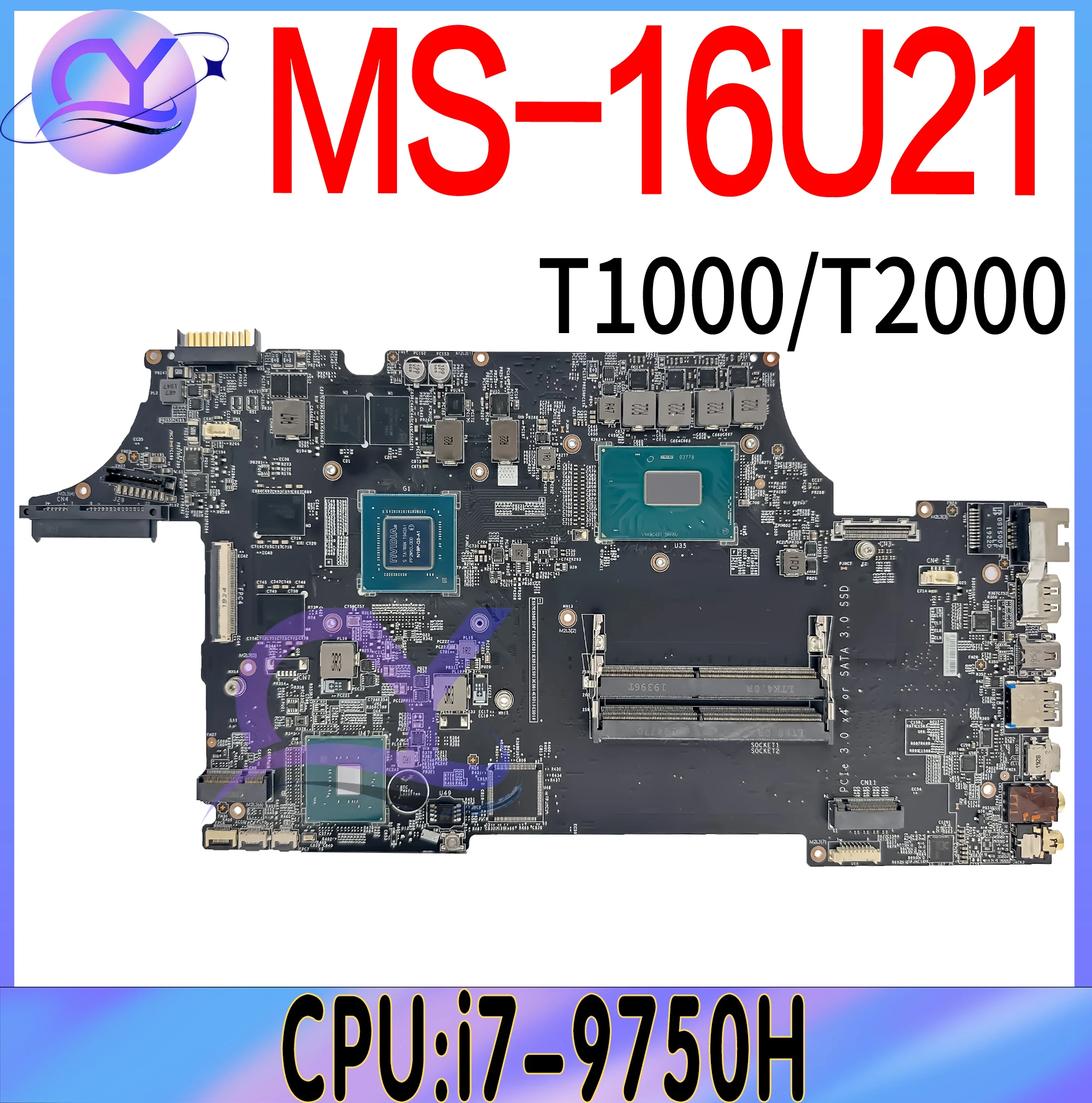 

MS-16U21 Mainboard For MSI MS-16U MS-16U2 VER:1.0 Laptop Motherboard With i7-9750H GEN And GPU T1000 T2000 100% Working Well