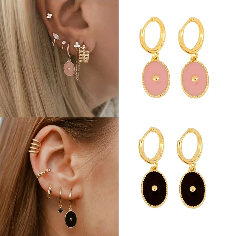 Women Dangle Earring Korea Simple Fashion Pink Black Round Enamel Glaze Earrings K-pop Female Classic Accessorie All-Match Style
Women Dangle Earring Korea Simple Fashion Pink Black Round Enamel Glaze Earrings K-pop Female Classic Accessorie All-Match Style
