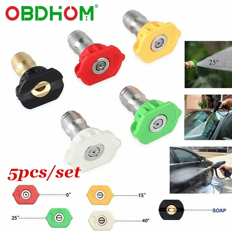5pcs/set Power Pressure Washer Spray Nozzle Tip Set Color Coded Nozzles Variety Degrees Quick Connect
5pcs/set Power Pressure Washer Spray Nozzle Tip Set Color Coded Nozzles Variety Degrees Quick Connect