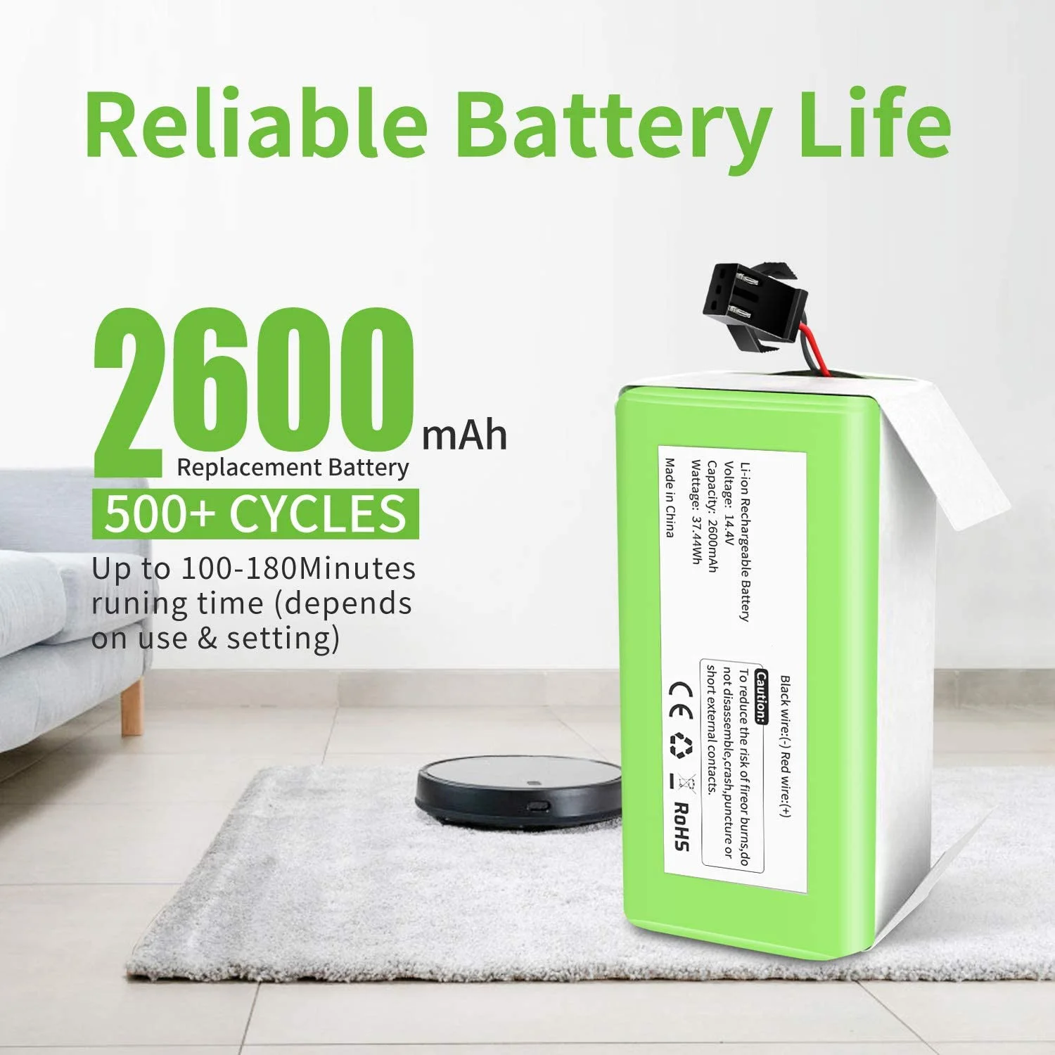 Литий-ионный аккумулятор 18650 14,4 В 2600 мАч для Conga 990 Ecovacs Deebot N79 N79S DN622, Eufy Robovac 11 11 11S 12 15C 15S 35C
Литий-ионный аккумулятор 18650 14,4 В 2600 мАч для Conga 990 Ecovacs Deebot N79 N79S DN622, Eufy Robovac 11 11 11S 12 15C 15S 35C