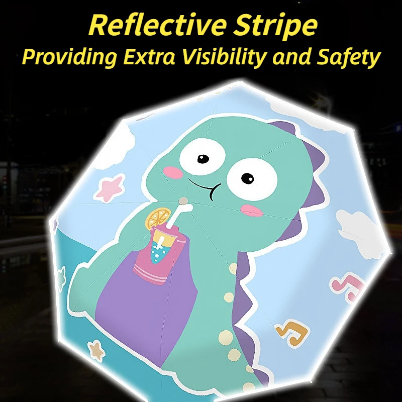 Cartoon Dinosaur Full-automatic Children's Umbrella Safety Reflective Stripe Ultra-light Portable Three-folding Umbrella
Cartoon Dinosaur Full-automatic Children's Umbrella Safety Reflective Stripe Ultra-light Portable Three-folding Umbrella