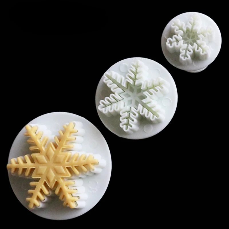 

3pcs/Set Party Snowflake Plunger Mold Cake Decorating Tool Biscuit Cookie Cutters Mould Fondant Cutting Pastry Cutter