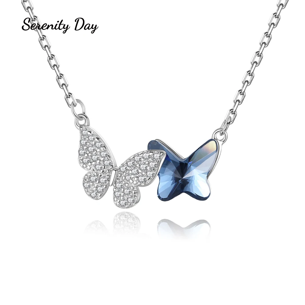 Serenity Day S925 Sterling Silver Necklace Sparkling Aquamarine Australia Crystal Butterfly Pendant Clavicle Chain For Women
Serenity Day S925 Sterling Silver Necklace Sparkling Aquamarine Australia Crystal Butterfly Pendant Clavicle Chain For Women
